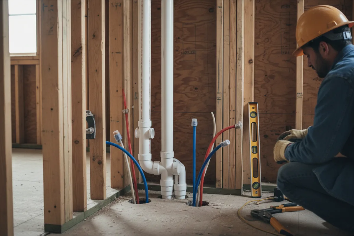 Drain and supply rough-in during Leak Detection in Suwannee
